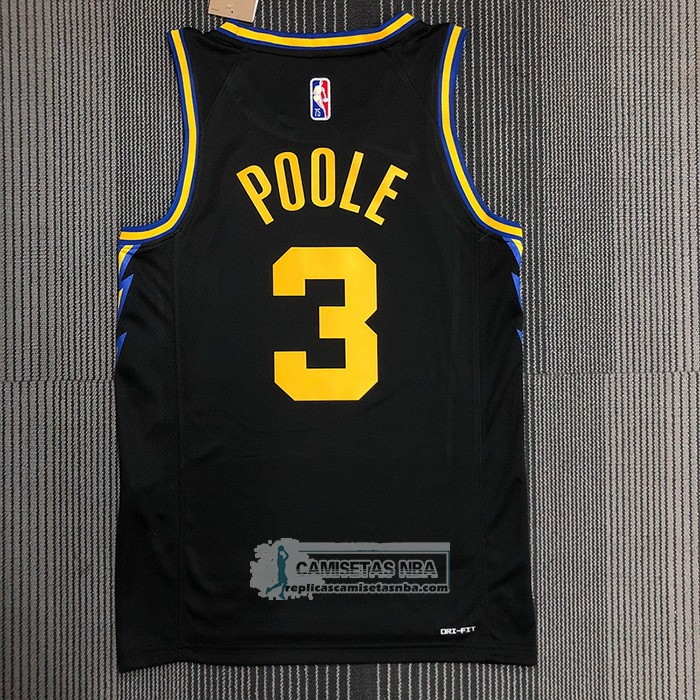 Camiseta Golden State Warriors Jordan Poole NO 3 Ciudad 2021-22 Negro